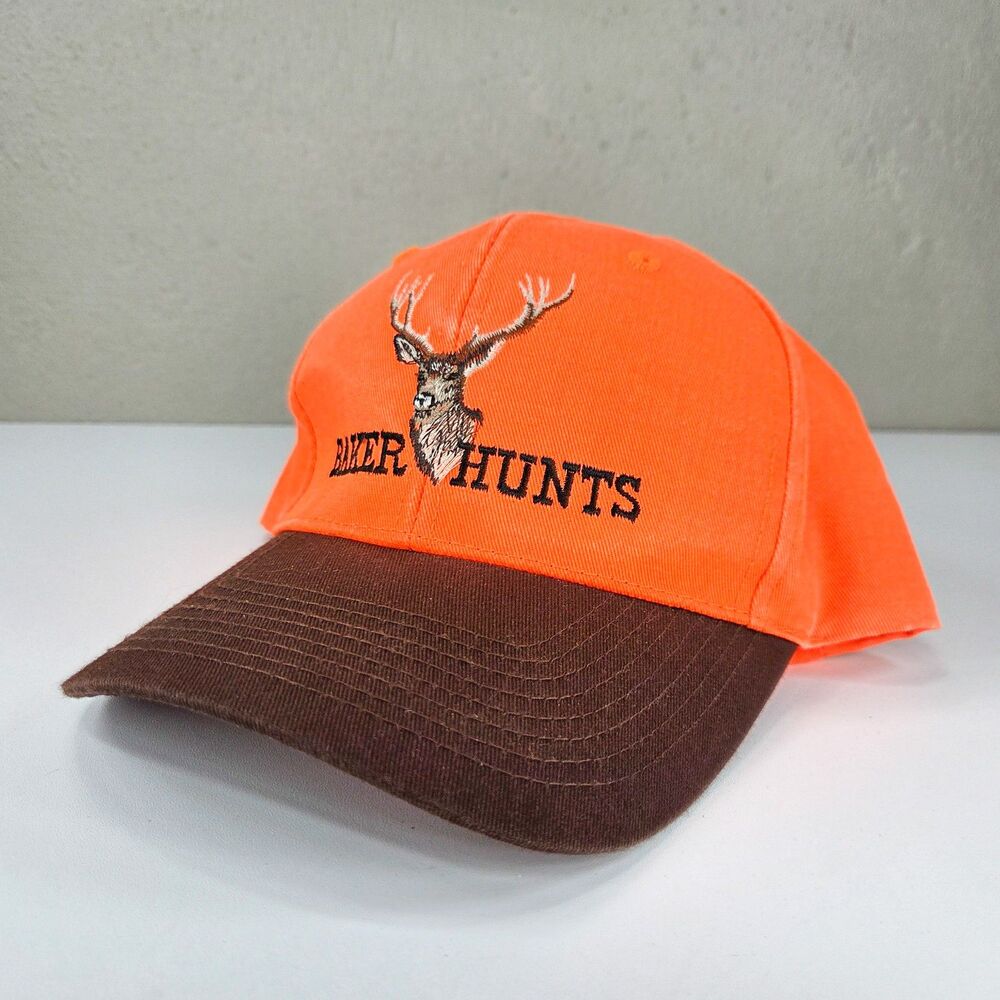 Vintage Otto Cap Baker Hunts Blaze Orange Brown Snapback Hunting Hat